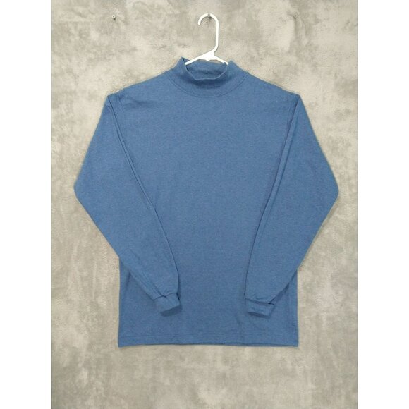 Vintage LL Bean Shirt Mens Medium Tall Blue Turtleneck Long Sleeve Made in USA - Picture 1 of 6